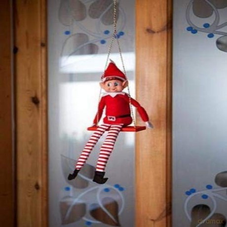 eBuyGB Pack of 2 Christmas Elf Soft Toy Smiley Face Sits On Shelf, Red