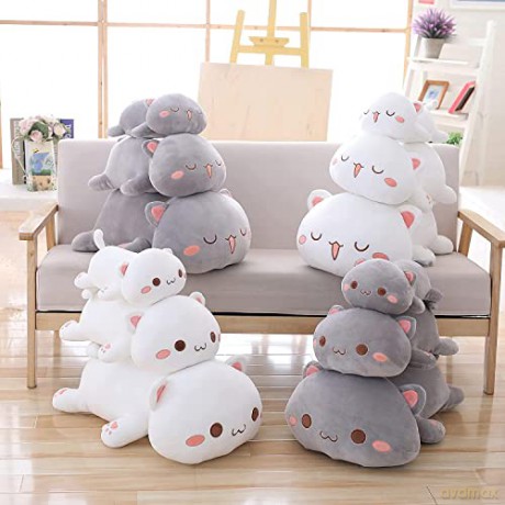 shownicer Plush Pillow, Cute Cat Doll Cushion, Soft Toy Stuffed Animal Plush for Sleeping Sofa Bed, Creative Home Decoration, Cuddly Toy Gift for Kids Baby Girls Boys Birthday Christmas