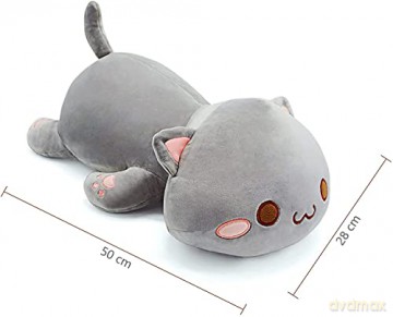 shownicer Plushie Cute Cat Plush Pillow Stuffed Animal Plush Toys Kawaii Plush Cat Pillow Kitten Soft Toy Cuddly Toy Hugging Pillow Gift for Kids Girls 12+ Years (Grey A, 50cm)