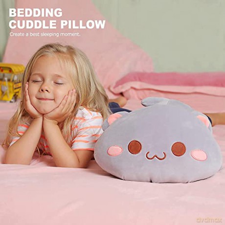 shownicer Plushie Cute Cat Plush Pillow Stuffed Animal Plush Toys Kawaii Plush Cat Pillow Kitten Soft Toy Cuddly Toy Hugging Pillow Gift for Kids Girls 12+ Years (Grey A, 50cm)