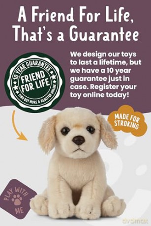 Living Nature Golden Retriever Puppy, Realistic Soft Cuddly Dog Toy, Naturli Eco-Friendly Plush, 15cm
