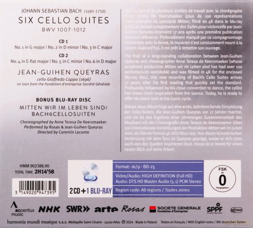 Bach: Complete Cello Suites The 2023 Sessions Queyras [Blu-Ray]+[2CD]