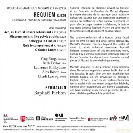 Mozart: Requiem Pygmalion Pichon (digipack) [CD]