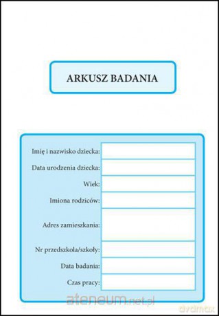 Arkusz badania [KSIĄŻKA]