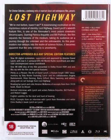 Lost Highway (Zagubiona autostrada) (Criterion Collection) [Blu-Ray 4K]+[Blu-Ray]