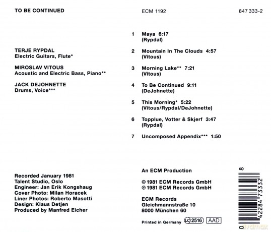 Rypdal: To Be Continued [CD]