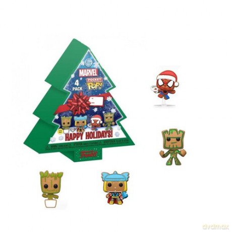 Pop! Pocket Marvel Keychain 4pack Tree holiday Happy Holidays! Figurki zestaw
