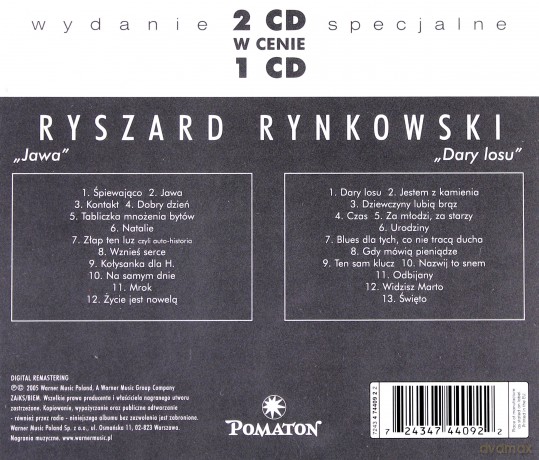 Ryszard Rynkowski: Jawa + Bonus / Dary Losu [2CD]
