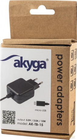 Akyga zasilacz sieciowy AK-TB-15 5.0V / 3.0A 15W micro USB B 1.0m