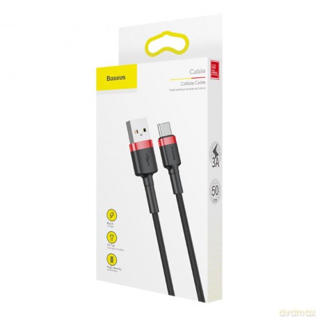 Baseus kabel Cafule USB - USB-C 1m 3A czerwono-czarny