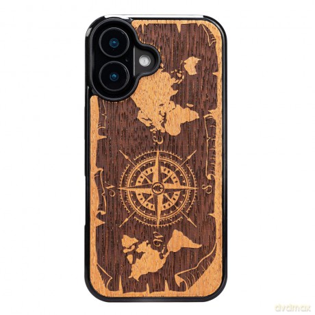 Bewood nakładka do iPhone 16 6,1 Róża Wiatrów Merbau