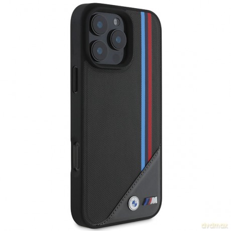 BMW nakładka do iPhone 16 6,1 BMHMP16S23PUTRK Hardcase M Meshed Tricolor Stripes MagSafe czarna