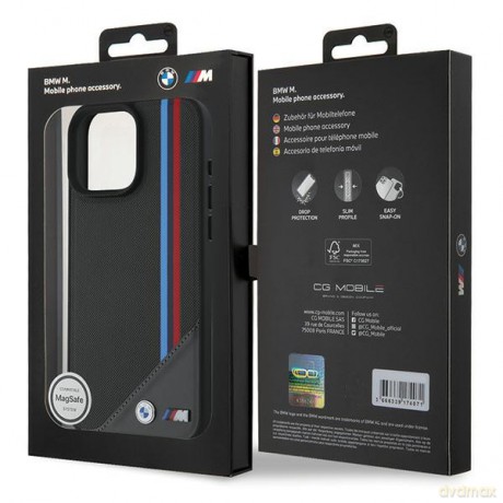 BMW nakładka do iPhone 16 6,1 BMHMP16S23PUTRK Hardcase M Meshed Tricolor Stripes MagSafe czarna