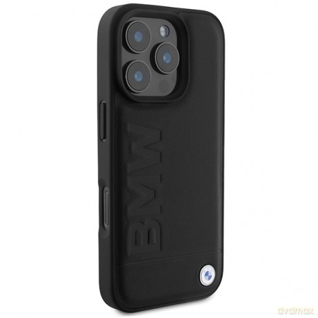 BMW nakładka do iPhone 16 Pro 6,3 BMHMP16LSLLBK Hardcase Leather Hot Stamp MagSafe czarna