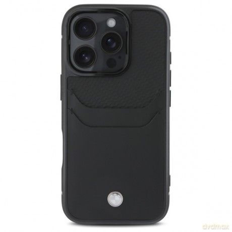 BMW nakładka do iPhone 16 Pro Max 6,9 BMHCP16X22RSEPK Hardcase Sign Leather Cardslot czarna