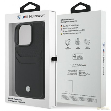 BMW nakładka do iPhone 16 Pro Max 6,9 BMHCP16X22RSEPK Hardcase Sign Leather Cardslot czarna