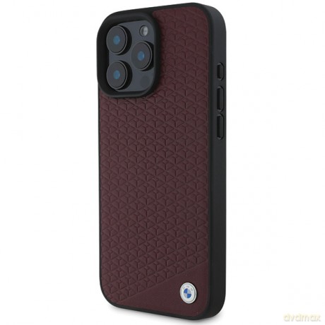 BMW nakładka do iPhone 16 Pro Max 6,9 BMHMP16X23RDDR Hardcase Sign Leather Diamond Metal Logo MagSafe czerwona
