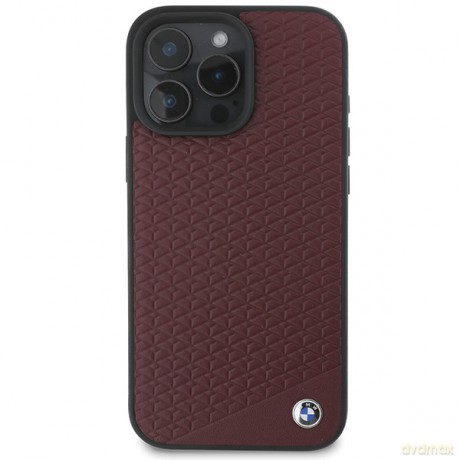 BMW nakładka do iPhone 16 Pro Max 6,9 BMHMP16X23RDDR Hardcase Sign Leather Diamond Metal Logo MagSafe czerwona