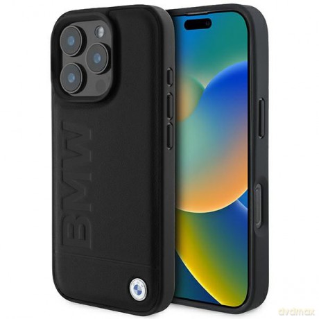 BMW nakładka iPhone 16 Pro Max 6,9 BMHMP16XSLLBK Hardcase Leather Hot Stamp MagSafe czarna