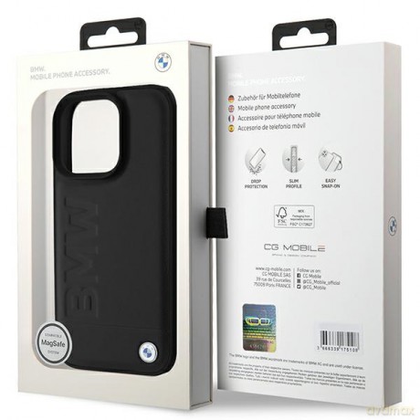 BMW nakładka iPhone 16 Pro Max 6,9 BMHMP16XSLLBK Hardcase Leather Hot Stamp MagSafe czarna