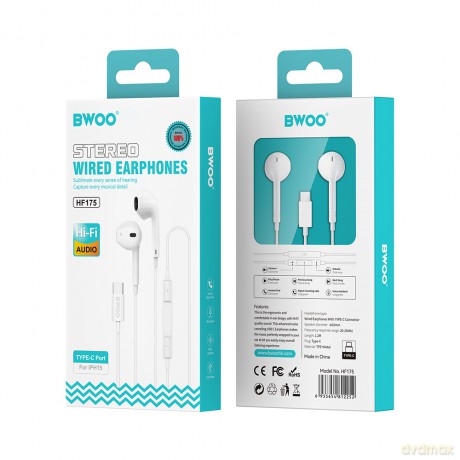 BWOO słuchawki HF175 USB-C digital interface białe