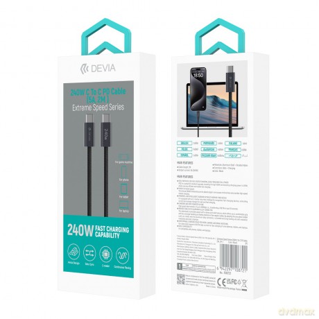 Devia kabel Extreme EC652 PD USB-C - USB-C 2,0 m 240W czarny