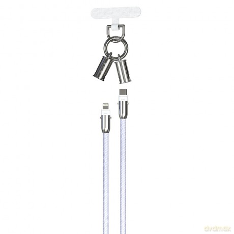 Devia kabel uniwersalna smycz 2w1 PD USB-C - Lightning 1,2 m 27W lawendowy