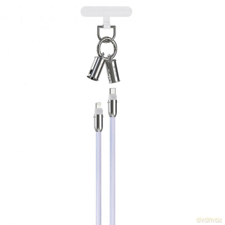 Devia kabel uniwersalna smycz 2w1 PD USB-C - Lightning 1,2 m 27W lawendowy