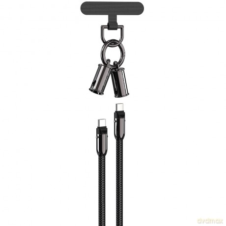 Devia kabel uniwersalna smycz 2w1 PD USB-C - USB-C 1,2 m 60W czarny