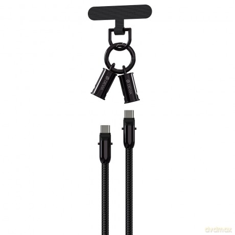 Devia kabel uniwersalna smycz 2w1 PD USB-C - USB-C 1,2 m 60W czarny
