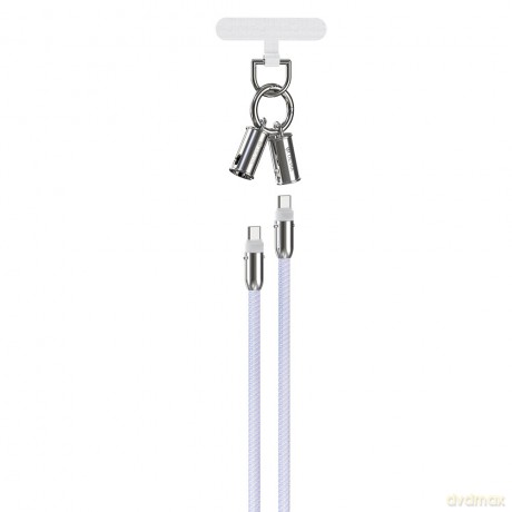 Devia kabel uniwersalna smycz 2w1 PD USB-C - USB-C 1,2 m 60W lawendowy