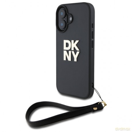 DKNY nakładka HC PU Wrist Strap and Stack Logo do iPhone 16 6,1 czarna