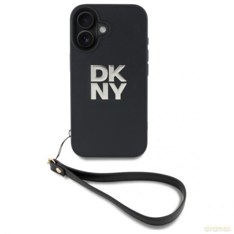 DKNY nakładka HC PU Wrist Strap and Stack Logo do iPhone 16 6,1 czarna