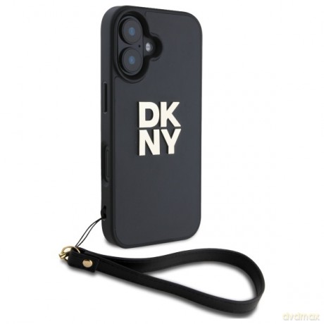DKNY nakładka HC PU Wrist Strap and Stack Logo do iPhone 16 6,1 czarna