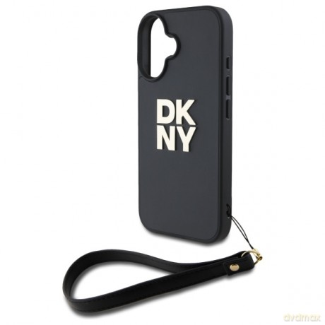 DKNY nakładka HC PU Wrist Strap and Stack Logo do iPhone 16 6,1 czarna