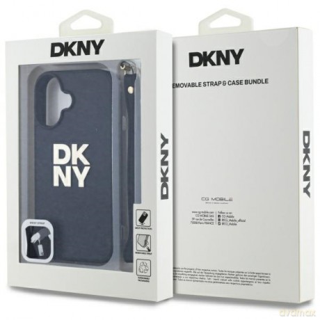 DKNY nakładka HC PU Wrist Strap and Stack Logo do iPhone 16 6,1 czarna