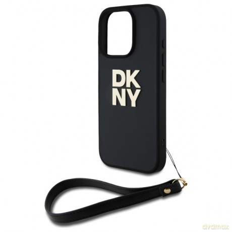 DKNY nakładka HC PU Wrist Strap and Stack Logo do iPhone 16 Pro 6,3 czarna