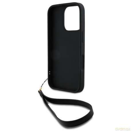 DKNY nakładka HC PU Wrist Strap and Stack Logo do iPhone 16 Pro 6,3 czarna