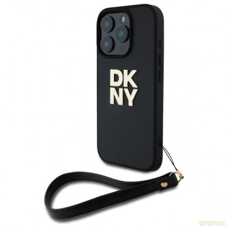DKNY nakładka HC PU Wrist Strap and Stack Logo do iPhone 16 Pro Max 6,9 czarna