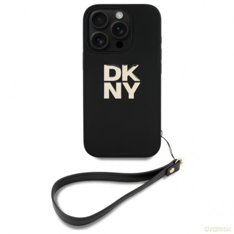 DKNY nakładka HC PU Wrist Strap and Stack Logo do iPhone 16 Pro Max 6,9 czarna