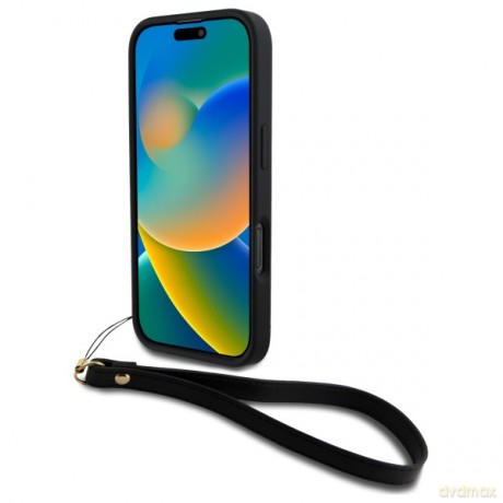 DKNY nakładka HC PU Wrist Strap and Stack Logo do iPhone 16 Pro Max 6,9 czarna