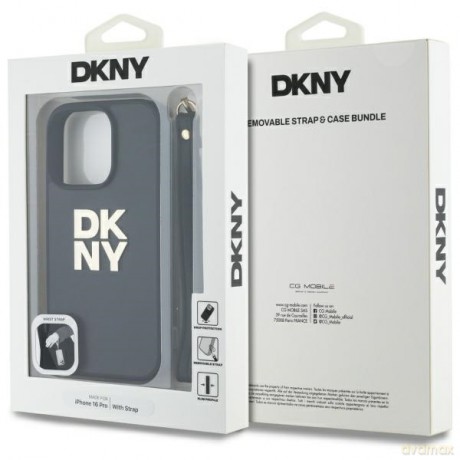 DKNY nakładka HC PU Wrist Strap and Stack Logo do iPhone 16 Pro Max 6,9 czarna