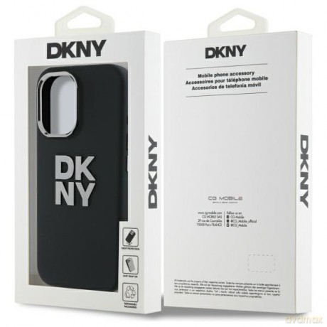 DKNY nakładka HC Silicone Stack Metal Logo do iPhone 16 6,1 czarna