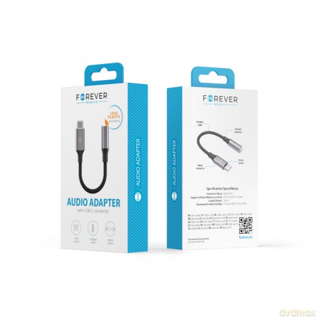 Forever adapter audio AJC-01 jack 3,5 mm - USB-C czarny