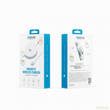 Forever ładowarka bezprzewodowa magnetyczna MAWC-300 Qi2 15W srebrna