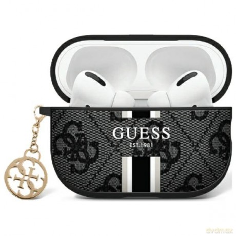 Guess etui PU 4G Printed Stripes Charm do AirPods 1/2 czarne