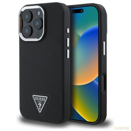 Guess nakładka HC MagSafe Grained PU Triangle Logo do iPhone 16 Pro Max 6,9 czarna