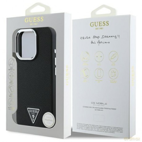 Guess nakładka HC MagSafe Grained PU Triangle Logo do iPhone 16 Pro Max 6,9 czarna