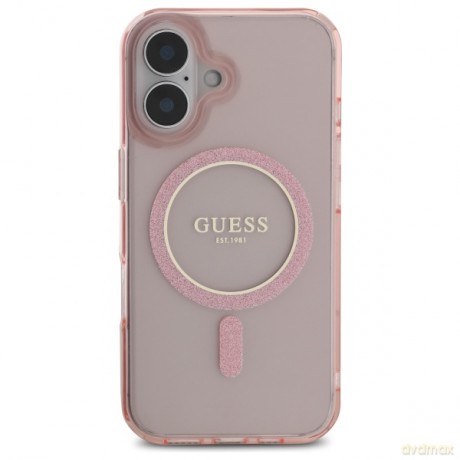 Guess nakładka HC MagSafe IML Glitter Circle do iPhone 16 6,1 różowa