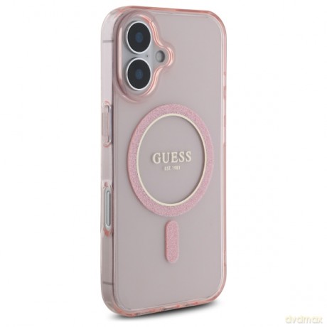 Guess nakładka HC MagSafe IML Glitter Circle do iPhone 16 6,1 różowa